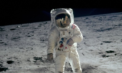 Buzz Aldrin walks on the Moon. 50th anniversary of the Moon landing. Science Museum