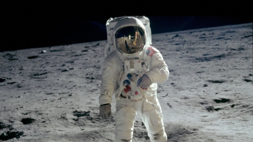 Buzz Aldrin walks on the Moon. 50th anniversary of the Moon landing. Science Museum