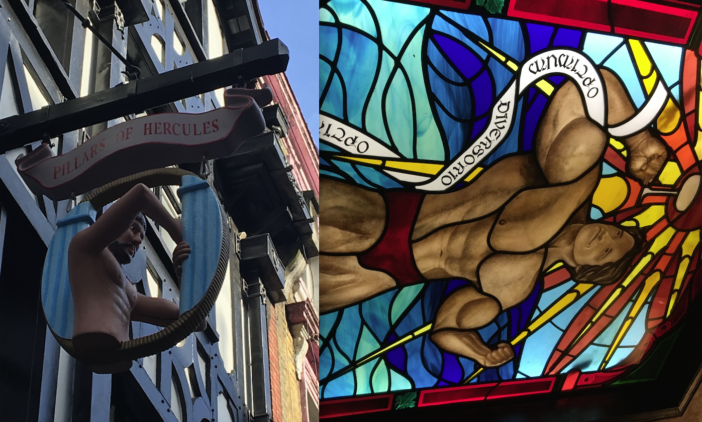 Literature landmarks that inspire budding wroters. Percy Shelley's blue plaque. Pillars of Hercules pub, Soho