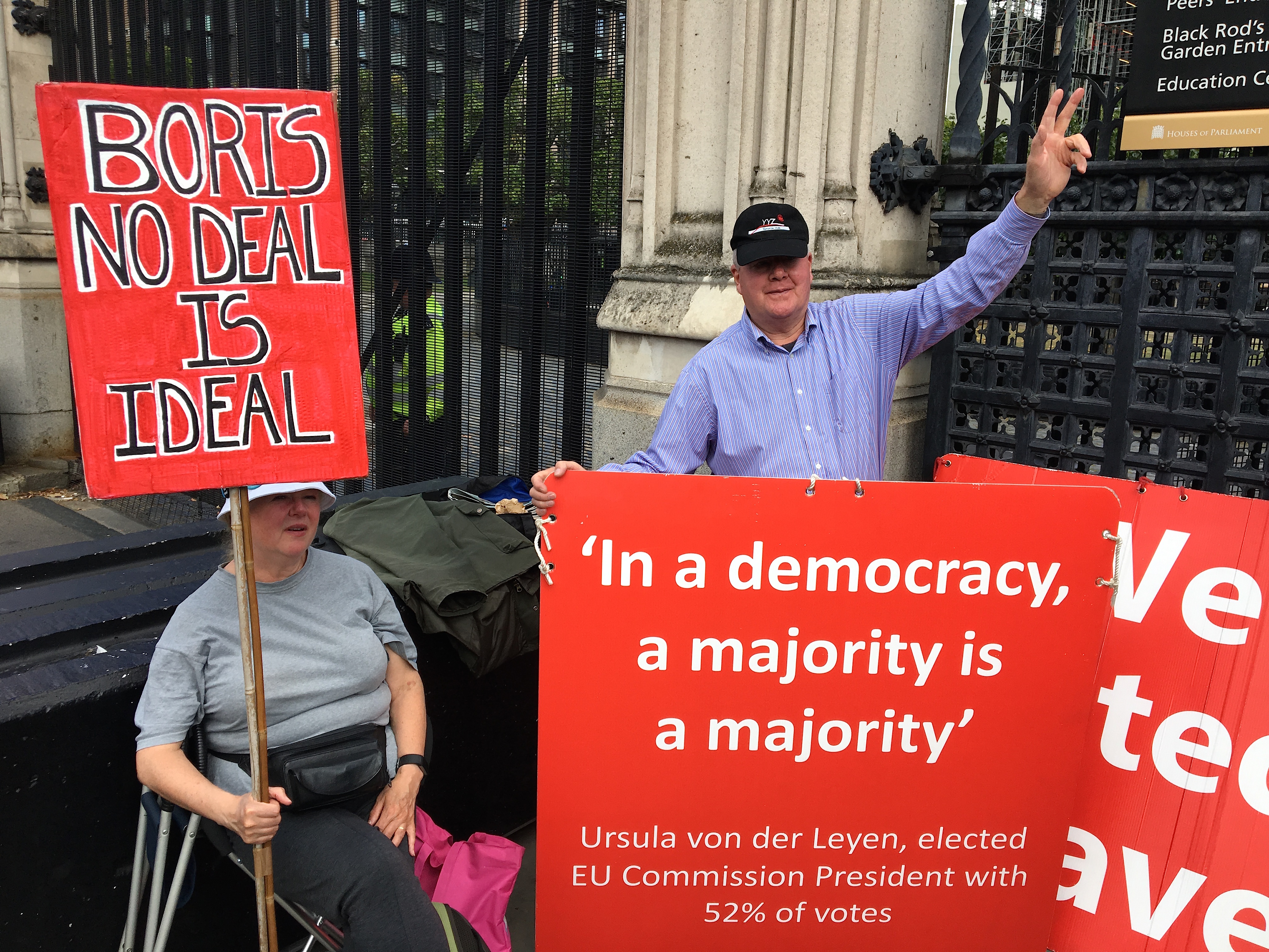 Brexit marchers comment on Boris Johnson's coup